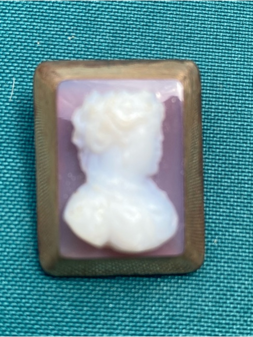 Antique Cameo Rectangle Pin - Pink and White 14k Gold